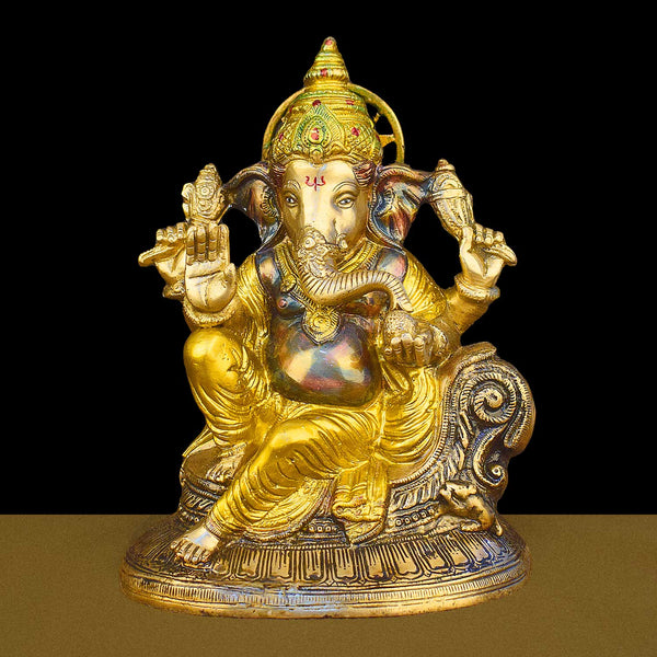 10.2 Inch Lord Ganesha Ganpati Religious Brass Idol