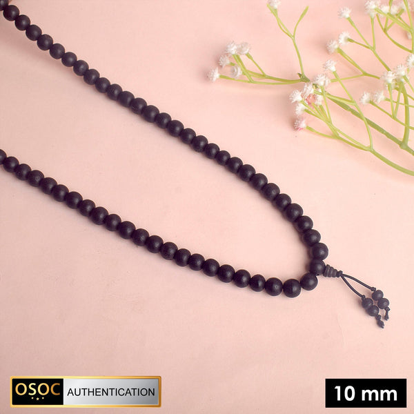 100% Original & Govt. Certified 10 MM Karungali Mala with Sumeru Bead matt