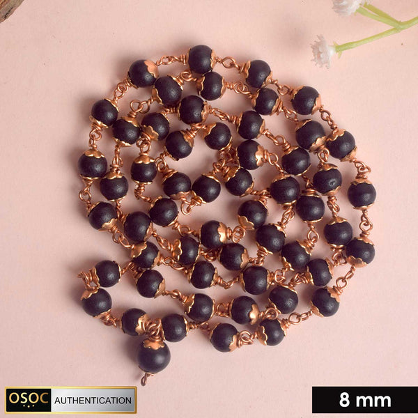 100% Original & Govt. Certified 8mm Karungali Mala with Copper Capping