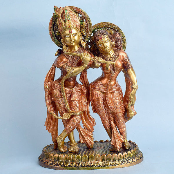 11 Inch Brass Radha Krishna Standing Together Statue