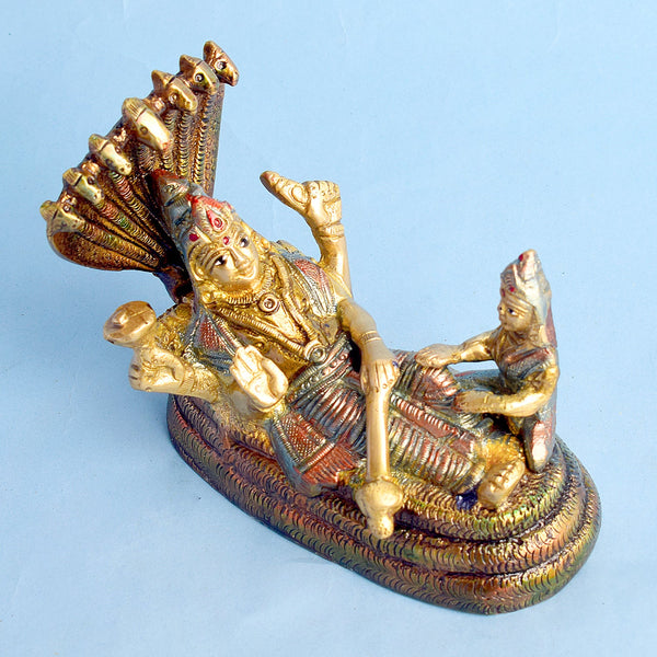 3.9 Inch Small Brass Vishnu Laxmi Murti