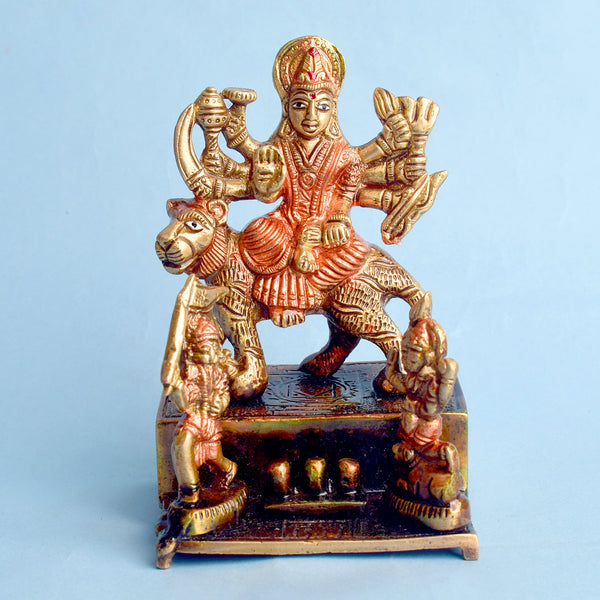 4.9 Inch Brass Sherawali Mata Idol | Divine Durga Maa Statue