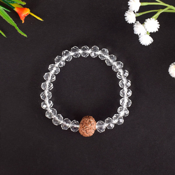 5 Mukhi Rudraksha Bracelet with Sphatik Beads
