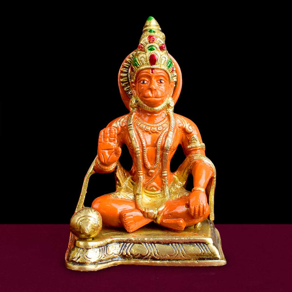 6.3 Inch Sitting Kesari Nandan Hanuman Brass Idol