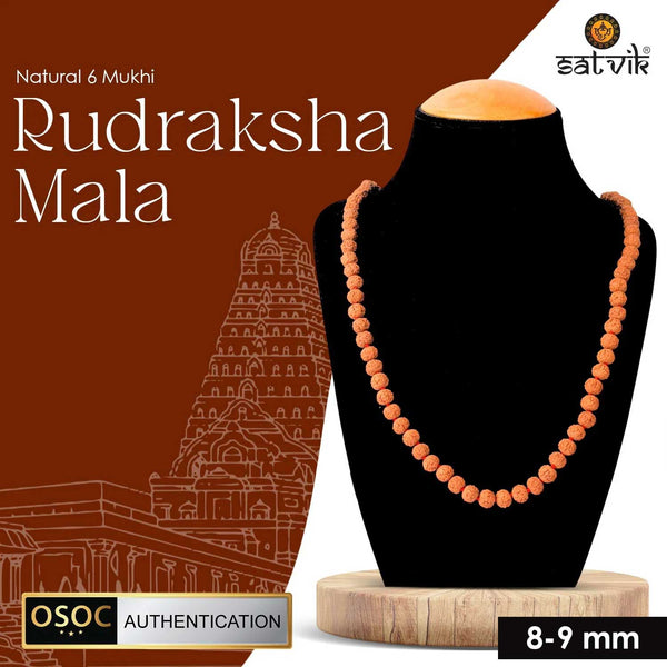6 mukhi rudraksha mala 8-9 mm