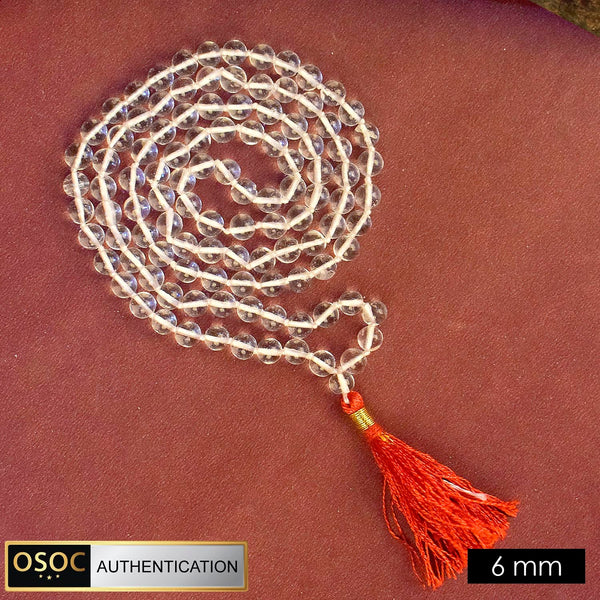 6mm Sphatik Clear Quartz Crystal 108 Beads Jaap Mala