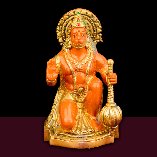 7.5 Inch Kesari Nandan Hanuman Ji Sitting Brass Murti