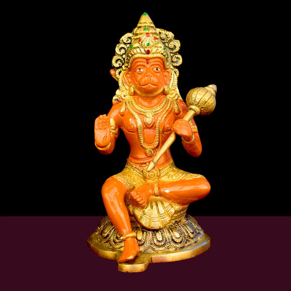 7.9 Inch Shree Kesari Hanuman Sitting Brass Idol