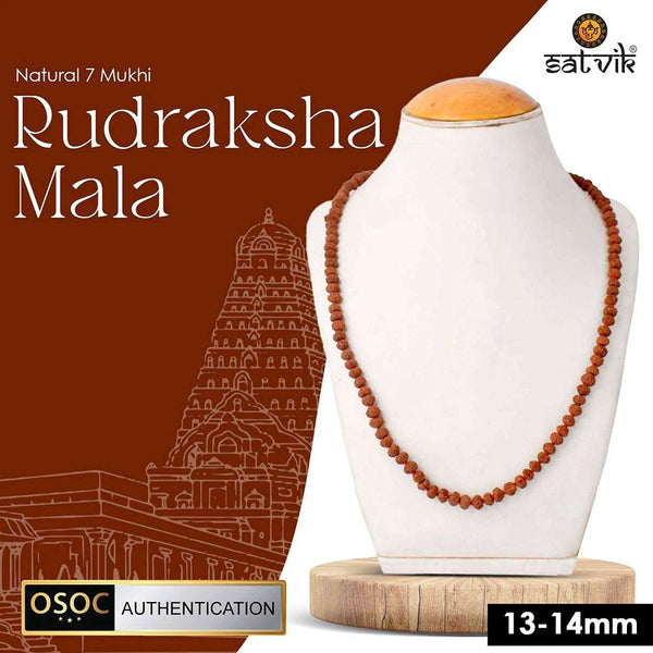 7 mukhi semi pathriya rudraksha mala 13-14 mm