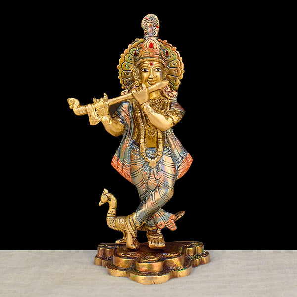 8.1 Inch Lord Krishna Brass Murti