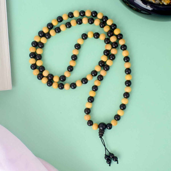 8mm Ebony & White Scented Mala - 108+1 Beads
