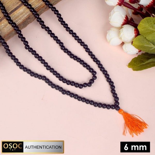 6 MM Govt. Certified Karungali Jap Mala 108+1 Beads