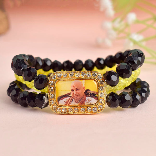 Black & Neon Yellow Triple Layer Guruji Swaroop Bracelet