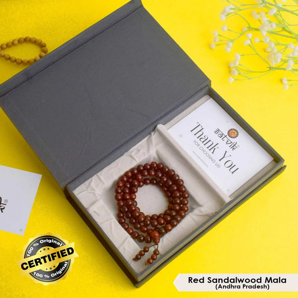 Certified 100% Original Authentic Pure Red Sandalwood Jap Mala (Andhra Pradesh)