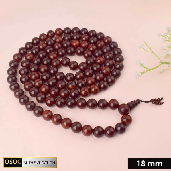 Certified 18mm 100% Original Authentic Pure Red Sandalwood Jap Mala (Andhra Pradesh)