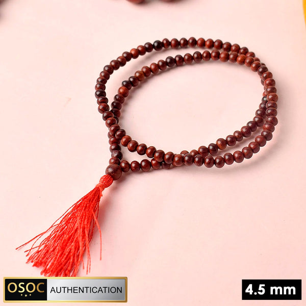 Certified 4.5mm 100% Original Authentic Pure Red Sandalwood Jap Mala (Andhra Pradesh)