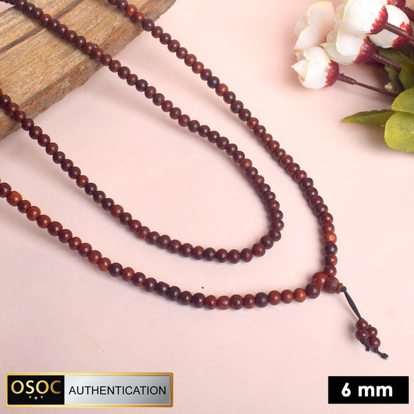 Certified 6mm 100% Original Authentic Pure Red Sandalwood Jap Mala (Andhra Pradesh)