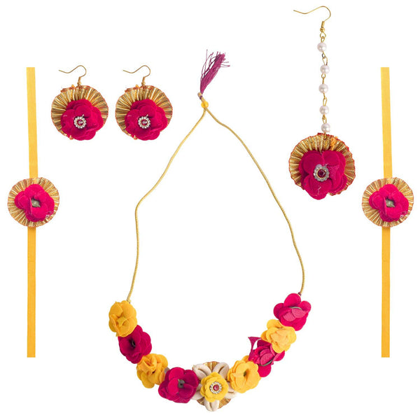 Elegant Blue Phulkari Radha Dress for Girls – With Pink Dupatta