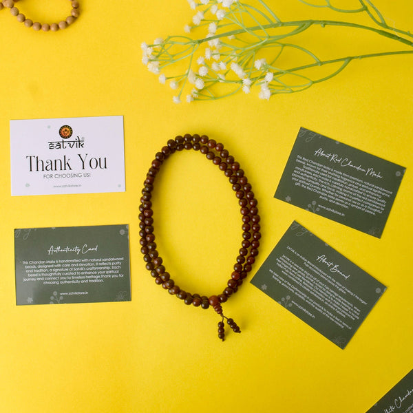 Certified 100% Original Authentic Pure Red Sandalwood Jap Mala (Andhra Pradesh)