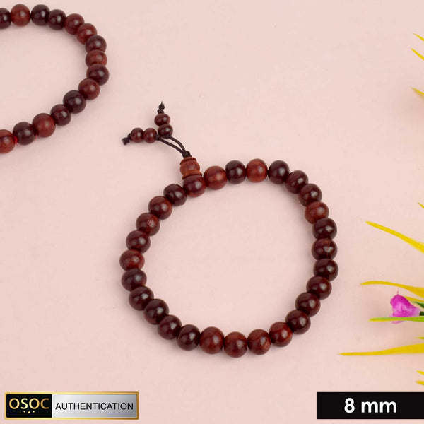 Original 8mm Red Chandan Bracelet for Strength & Spiritual Balance