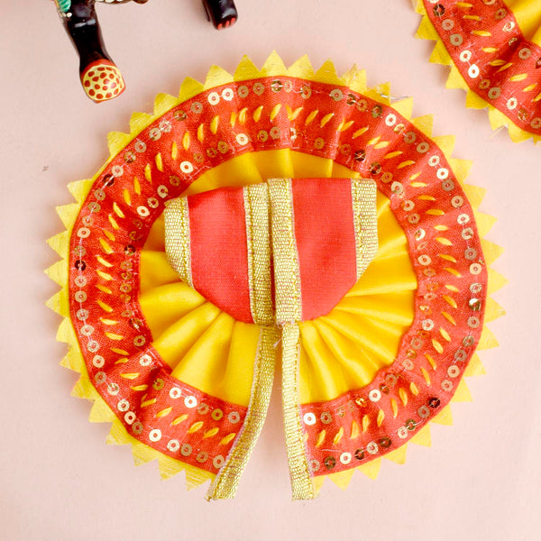Radiant Yellow-Red Laddu Gopal Dress with Sequin Border