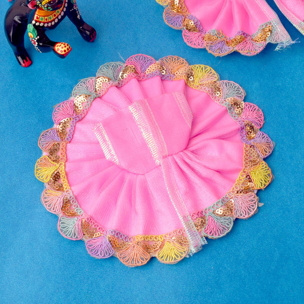 Light Pink Laddu Gopal Dress with Decorative Embroidered Border ( Size 0-2)