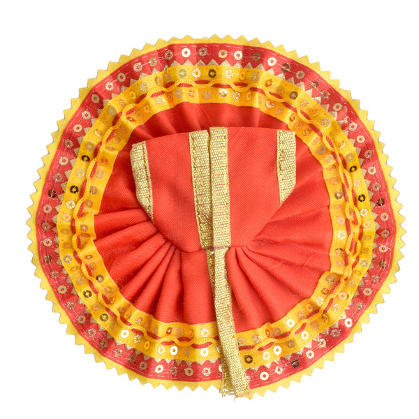 Radiant Yellow-Red Laddu Gopal Dress with Sequin Border