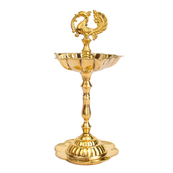 6.5–7 Inch Peacock Kerala Flower Stand Brass Diya