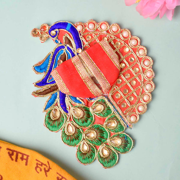 Peacock Embroidered Stonework Laddu Gopal Dress (Size 0 to 2)