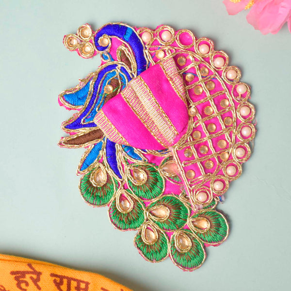 Peacock Embroidered Stonework Laddu Gopal Dress (Size 0 to 2)