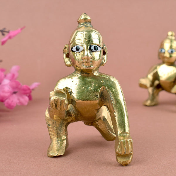 Brass Laddu Gopal Idol (Sizes Available 0 to 3)
