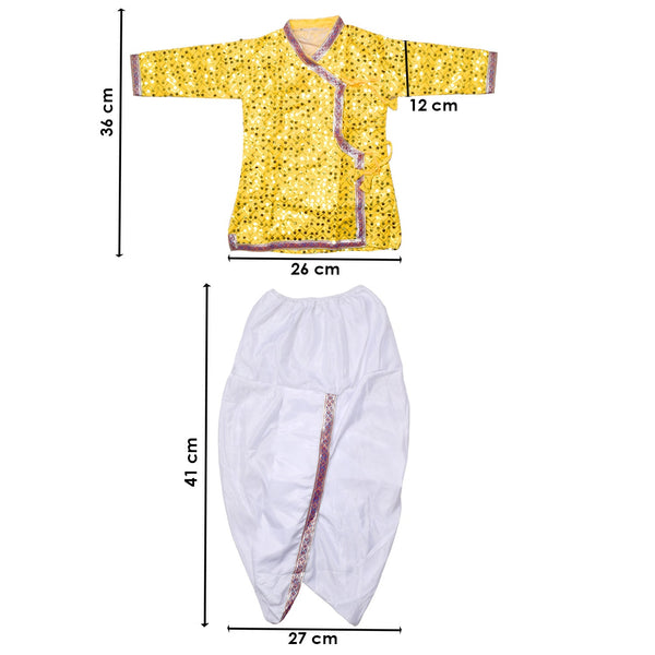 Yellow Krishna Dress – Sequin Embellished Outfit with Silver Border