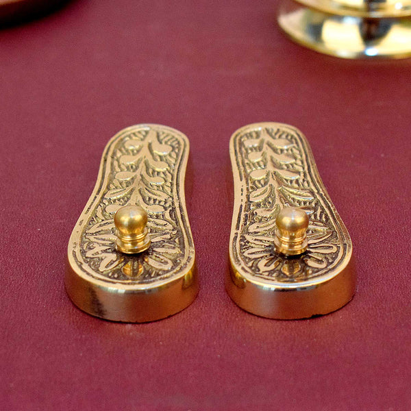 Divine Brass Charan Paduka (Khadau) for Temple & Home Mandir Worship