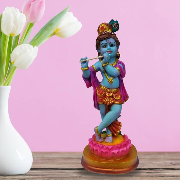 KRISHNA IDOL PLAYING FLUTE IN POLYMARBLE- 22 CM HEIGHT