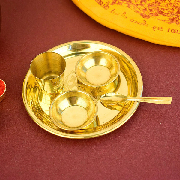 Ladoo Gopal Bhog Thali Set – Large 5-6 Inch Matki Embossed for Pooja & Bhog