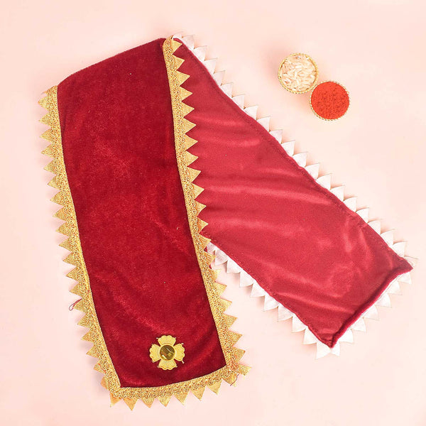 Maroon Angvastra/Patka/Duppata with Floral Design 22 Inch