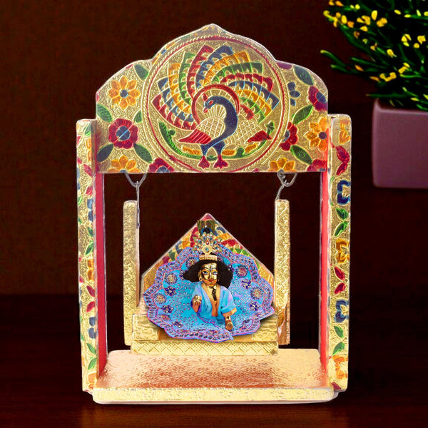 Meenakari Peacock Jhula for Laddu Gopal – Small Size