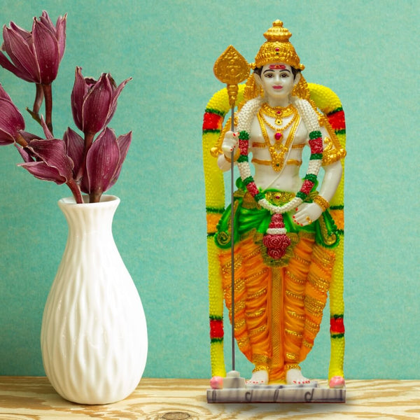 MURUGAN STATUE IN MARBLE DUST, RESIN- 30 CM HEIGHT