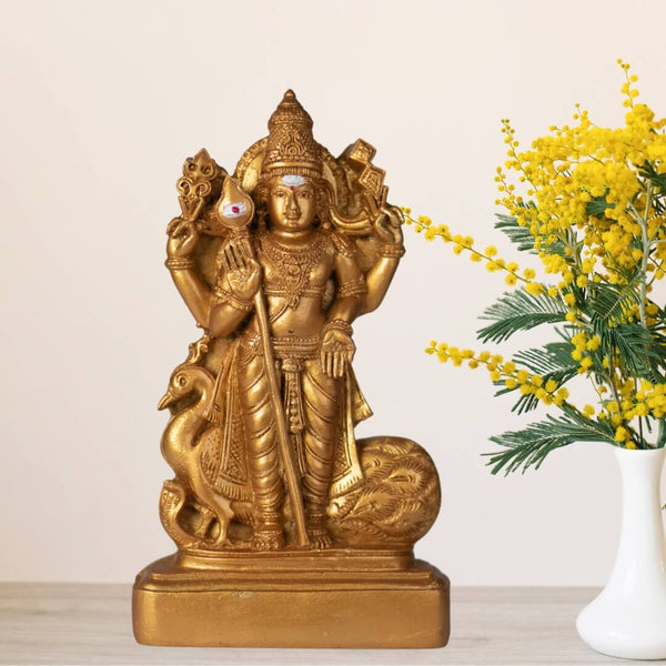 POLYMARBLE MURUGAN IDOL WITH VEL - 20 CM