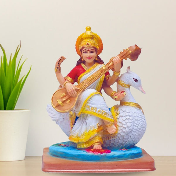 SARASWATHI STATUE IN POLYMARBLE- 13 CM HEIGHT