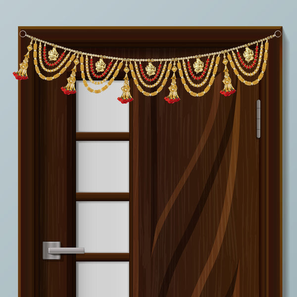 Stunning 3 Layer Toran with Ganesha and Floral Latkans