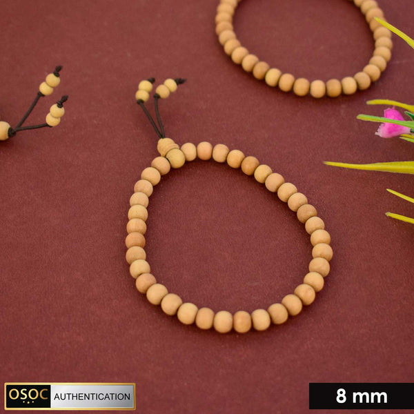 100% Original 8mm White Chandan Bracelet for Peace & Inner Calm