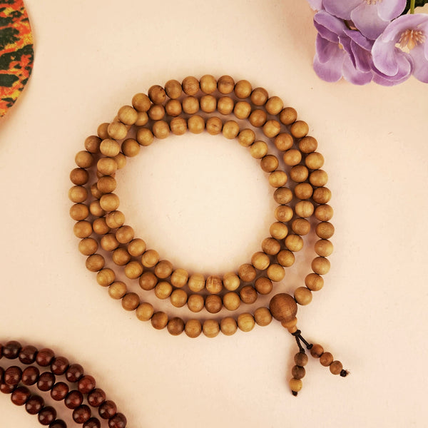 Certified 100% Original Authentic Mysore White Sandalwood (Chandan) Jap Mala