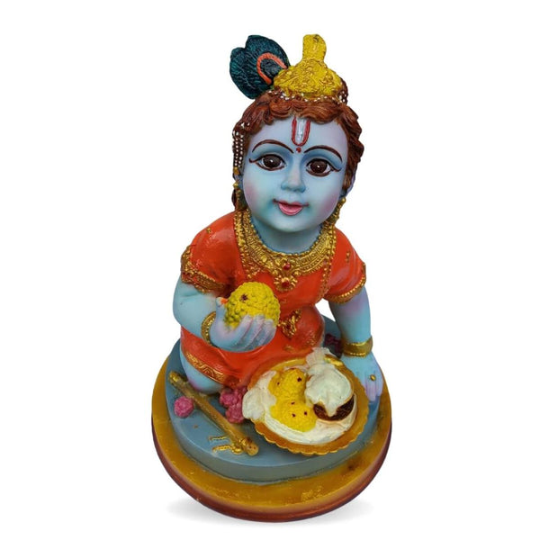 BABY KRISHNA WITH BUTTER IN HAND STATUE IN POLYMARBLE- 18 CM HEIGHT