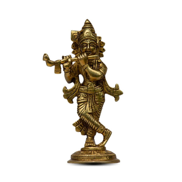 BANSURI KRISHNA IN BRASS STATUE-14 CM