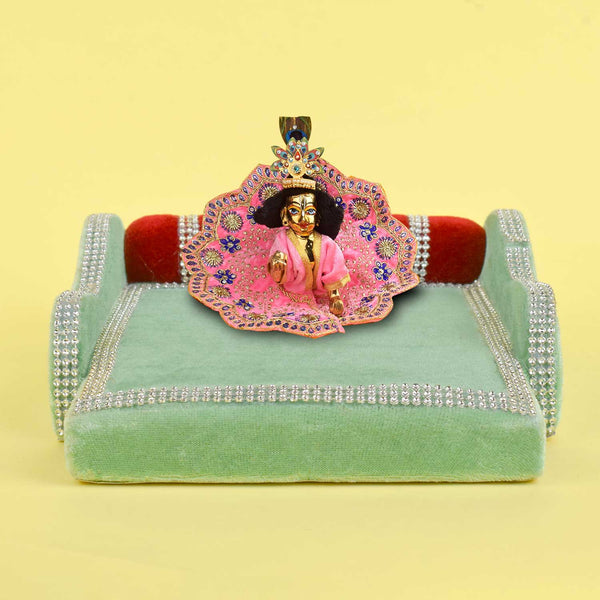 Devotional Bed – Green Velvet for Laddu Gopal