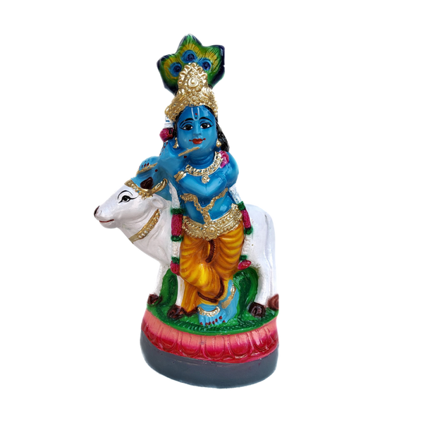 COW KRISHNA IDOL IN PAPER MACHE -40 CM HEIGHT