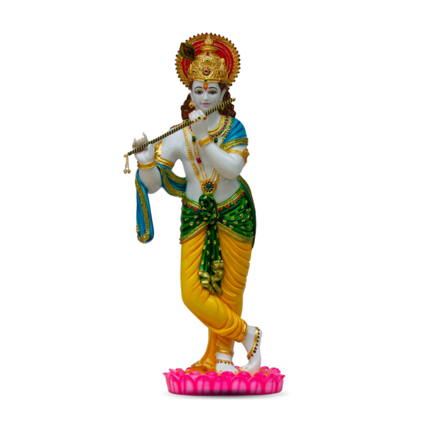 KRISHNA IDOL IN MARBLE DUST, POLY RESIN- 64 CM HEIGHT