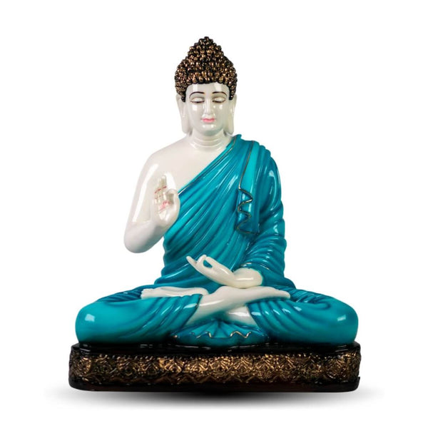 MEDITATING BUDDHA STATUE IN MARBLE POLYRESIN-42 CM HEIGHT