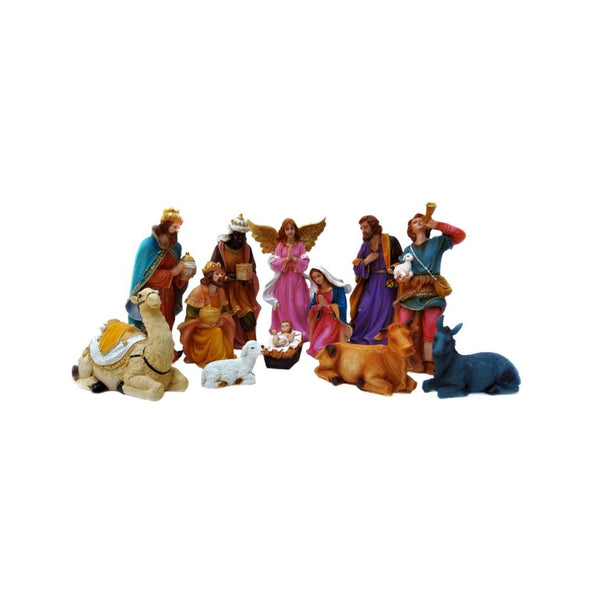POLYMARBLE REALISTIC PREMIUM CHRISTMAS NATIVITY CRIB SET LARGE, 12 INCHES, SET OF 12
